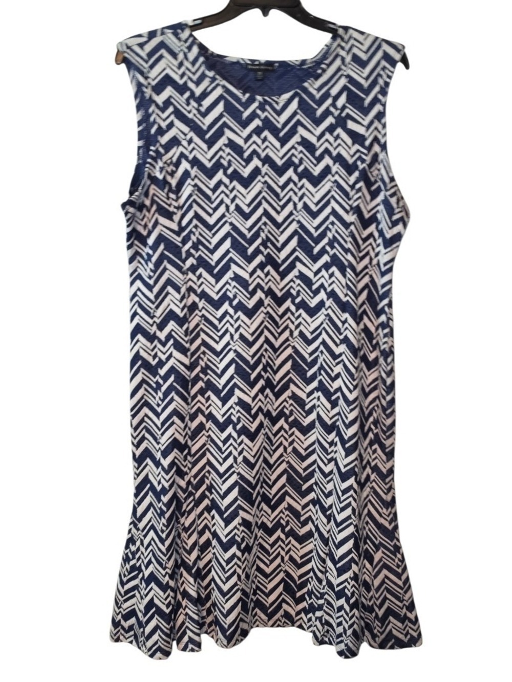 True Envy Sleeveless Dress Blue White Abstract Chevron Print Size 2X